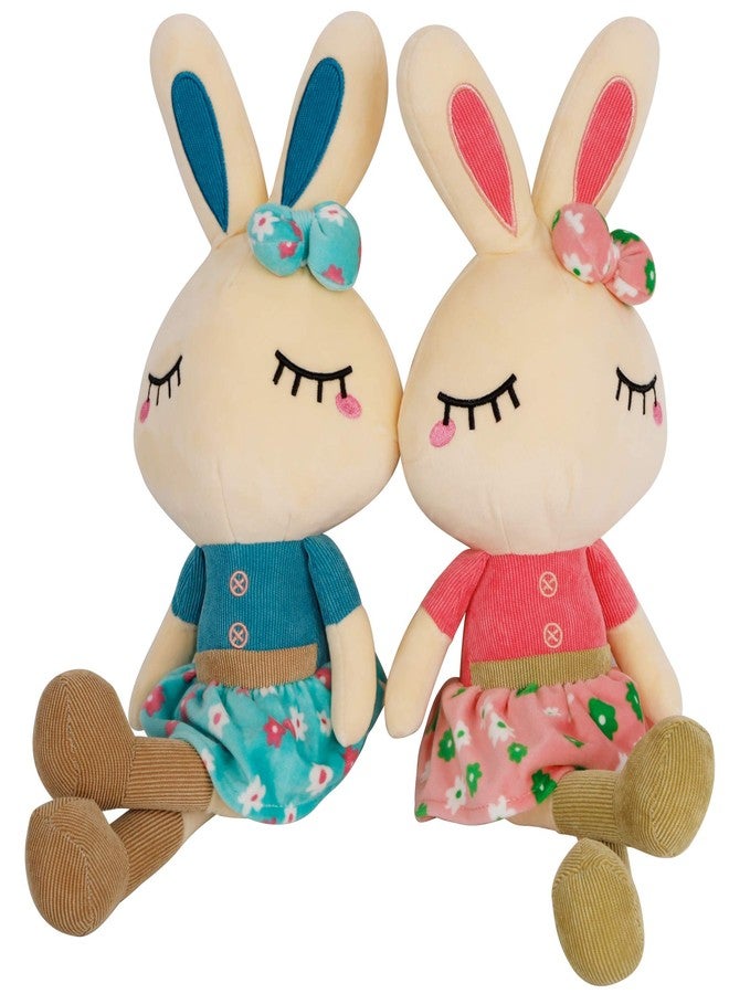 Cllayees Set of 2 Easter Bunny Plush for Kids, 18.3" Easter Stuffed Animal, Big Rabbit Toys Cute Birthday Gifts for Boy Girl, Pink & Blue - Image 1